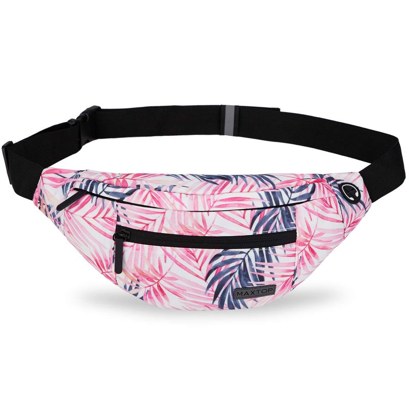 Maxtop Fanny Pack for Women Men Large Waist Belt Bag with Headphone Jack and 4-Zipper Pockets for Hiking Traveling Outdoors Running Workout Casual Festival Gifts - Image 1